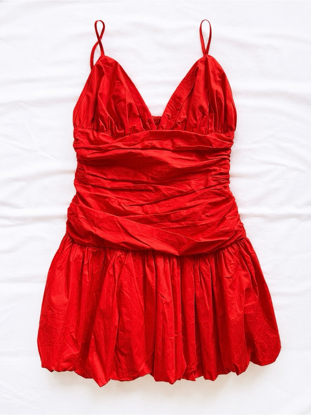 VICI Red Ruched Mini Dress Size Medium Spaghetti Strap Party Cocktail Dress